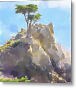 Lone Cypress Painting Metal Print