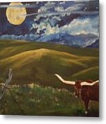 Lonesome Bull    70 Metal Print