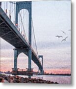 Long Island Sound Whitestone Bridge Metal Print