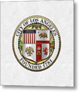 Los Angeles City Seal Over White Leather Metal Print