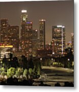 Los Angeles Skyline Nighttime 4 Metal Print