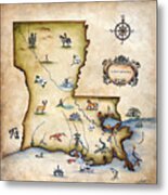 Louisiana Map Metal Print