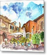 Lovely Street Cafe In Albi Metal Print