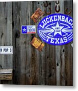 Luckenbach Texas Signs, Tags And Horseshoes Metal Print