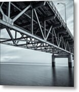 Mackinac Bridge In Black And White Metal Print