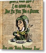 Mad Hatter,alice In Wonderland,madness Quote Vintage Dictionary Artwork Metal Print