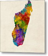 Madagascar Watercolor Map Metal Print