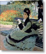 Madame Monet On A Garden Bench Metal Print