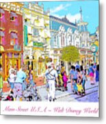 Main Street Usa Walt Disney World Poster Print Metal Print