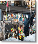 Maine Lobster Shack In Winter Metal Print