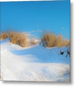 Maine Snow Dunes On Coast In Winter Panorama Metal Print