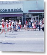 Majorettes Marching On Congress Avenue During Downtown Austin Parade Metal Print
