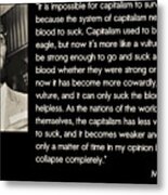 Malcolm X  On Capitalism And Vultures Metal Print