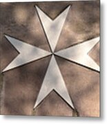 Maltese Cross In Travertine Metal Print