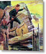 Man And Guide In Canoe Metal Print