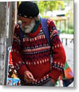 Man In A Red Sweater Metal Print