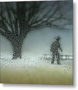 Man In Nature - Winter Metal Print