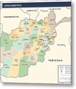 Map Of Afghanistan 2 Metal Print