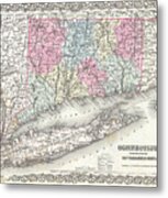 Map Of Connecticut And Long Island Metal Print