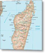 Map Of Madagascar Metal Print