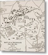 Map Of The Battle Of Waterloo Metal Print