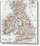 Map Of The British Isles 1900 Metal Print