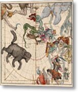 Map Of The Constellations Ursa Major, Ursa Minor, Draco - Celestial Map - Antique Map Of The Sky Metal Print
