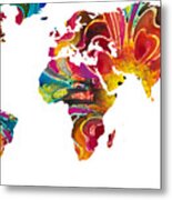 Map Of The World 2 -colorful Abstract Art Metal Print