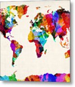 Map Of The World Map Abstract Painting Metal Print