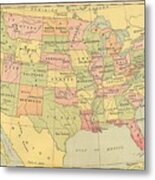 Map Usa 1909 Metal Print