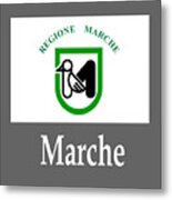 Marche, Italy Flag And Name Metal Print
