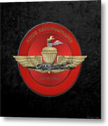 Marine Force Reconnaissance  -  U S M C   F O R E C O N  Insignia Over Black Velvet Metal Print