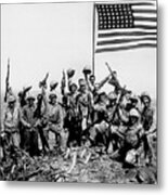 Marines Celebrating Flag Raising At Iwo Jima Photo Joe Rosenthal 1945 Metal Print