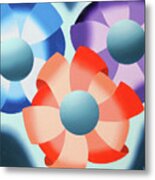 Mark Webster - Abstract Futurist Flowers 2 Oil Painting Metal Print