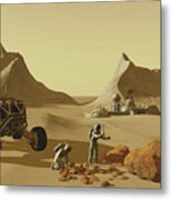 Mars Planet Explorers Metal Print