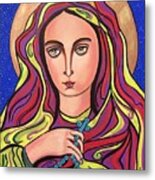 Mary And The Rosary Metal Print