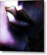 Mask Kissed Lips Metal Print