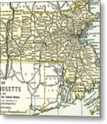 Massachusetts Antique Map 1891 Metal Print