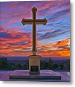 Christian Cross And Amazing Sunset Metal Print