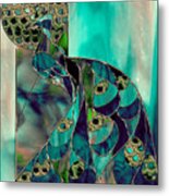 Mating Season Stained Glass Peacock Metal Print