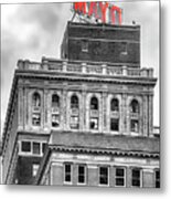 Mayo Hotel Black And White Impression Red Sign Metal Print