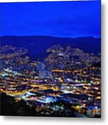 Medellin Colombia At Night Metal Print