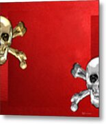 Memento Mori - Gold And Silver Human Skulls Metal Print