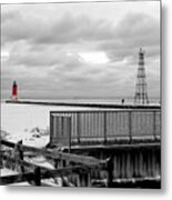 Menominee North Pier Lighthouse On Ice Metal Print