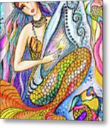 Mermaid Saraswati Metal Print