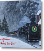 Merry Christmas Train Metal Print