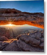 The Sunrise View Through The Mesa Arch Metal Print