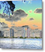 Miami Skyline Abstract Metal Print