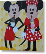 Mickey And Minnie Love Ice Cream Metal Print