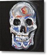 Micro Happy Skull Metal Print